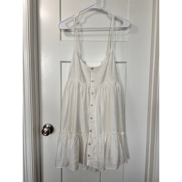 NWT Mustard‎ Seed Women's Lace Trimmed Tie Back Dress Summer White Size Large - Picture 2 of 12